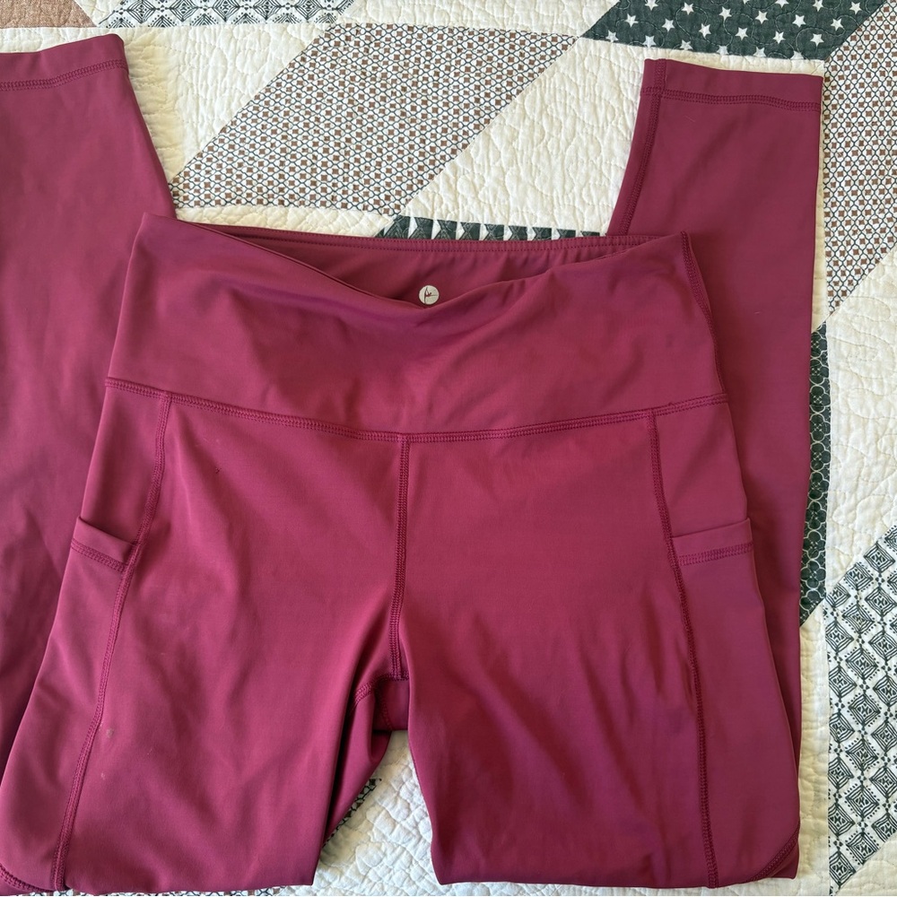 90 Degree By Reflex Pink Leggings with Wide Waistband